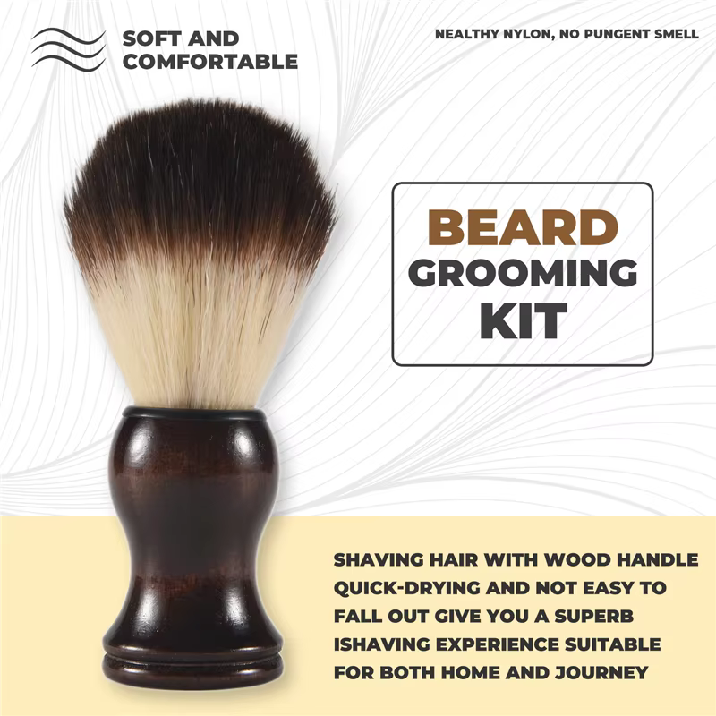 Men blaireau rasage manche en bois appareil de nettoyage de barbe du visage haute qualité Pro Salon outil brosse de