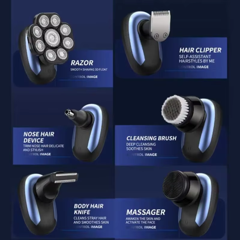 Rasoir électrique sans fil 9D pour homme chauve, multifonctionnel, à distance