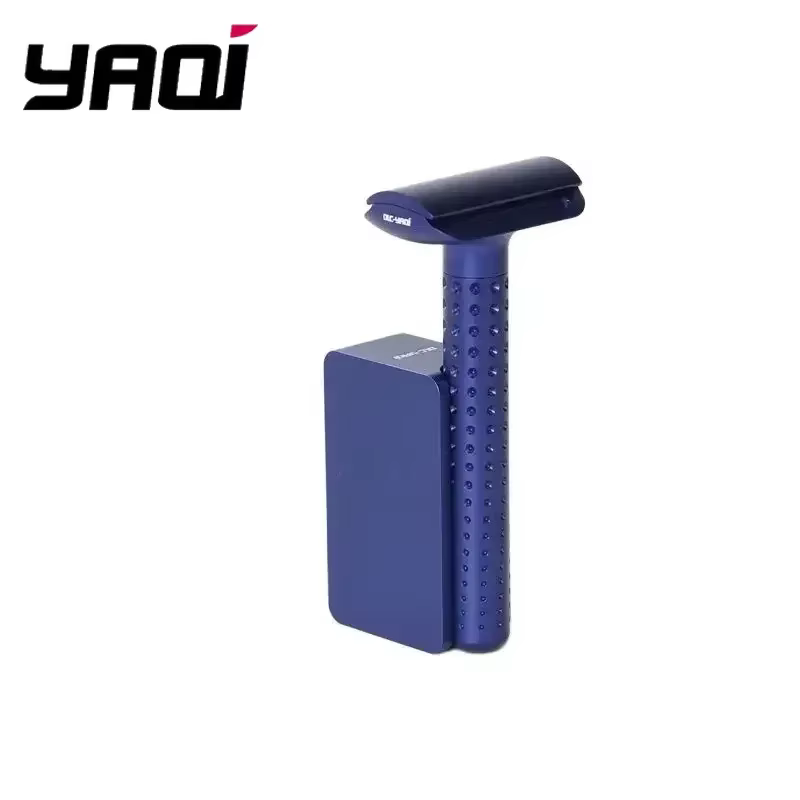 Yaqi Sputnik couleur bleu foncé aluminium hommes rasoir de sécurité et support objets de collection cadeau petit ami