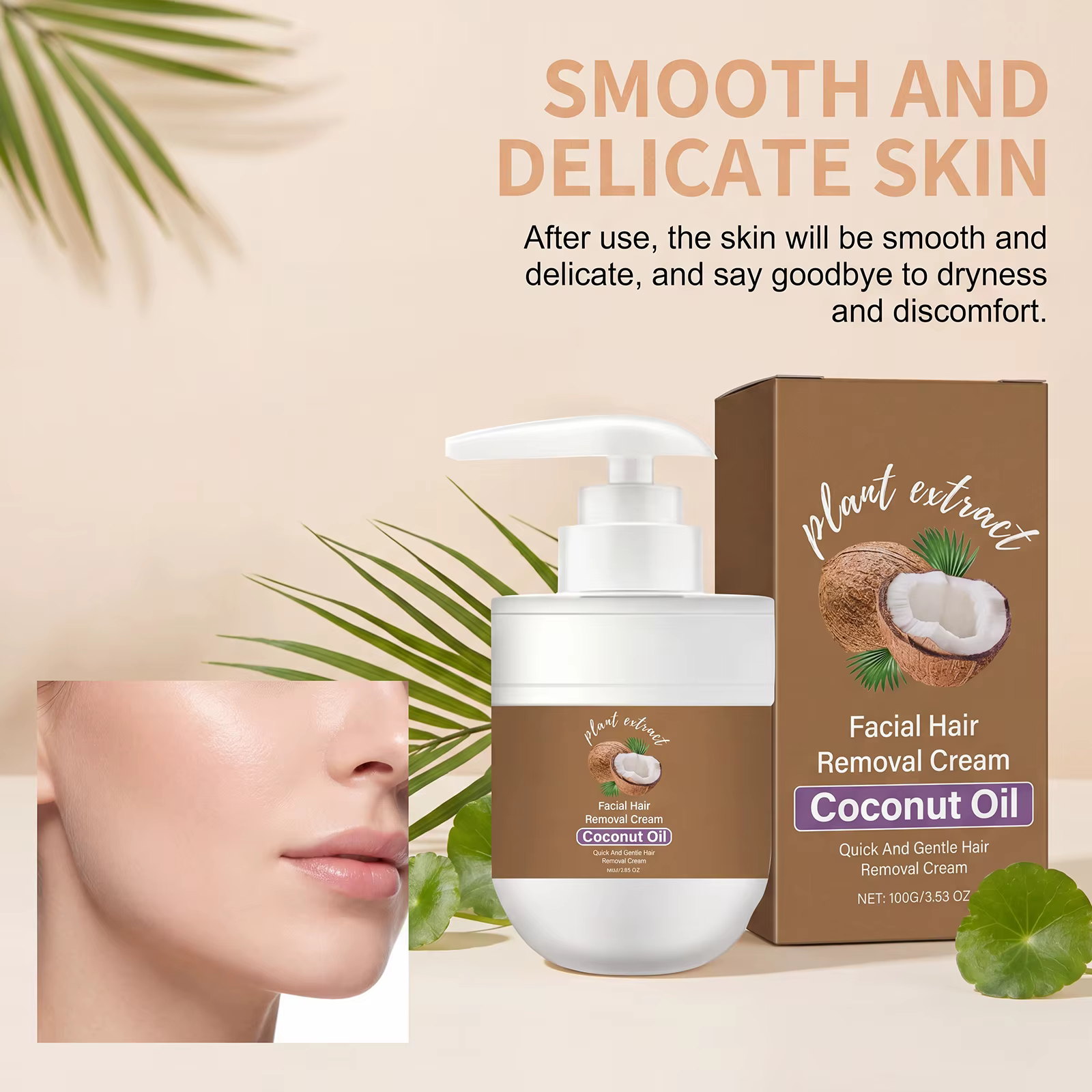 Crème dépilatoire à la noix de coco