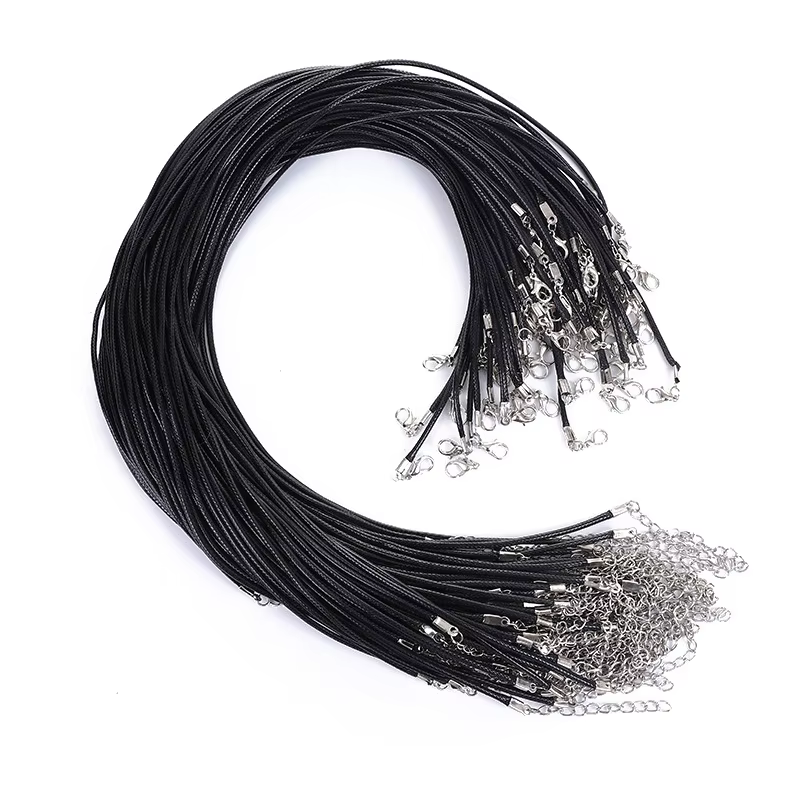 Cordon en cuir ciré, bijoux à bricoler soi-même, fil brillant, chaîne avec fermoir, collier, corde, fournitures de fabrication de bijoux, vente en gros