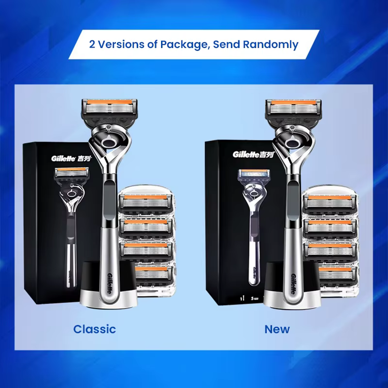 Rasoir Gillette Fusion 5 ProGlide pour homme avec 5 lames, base de rasage avec poignée, boîte Gravity Box, comprend 1 pack de recharge