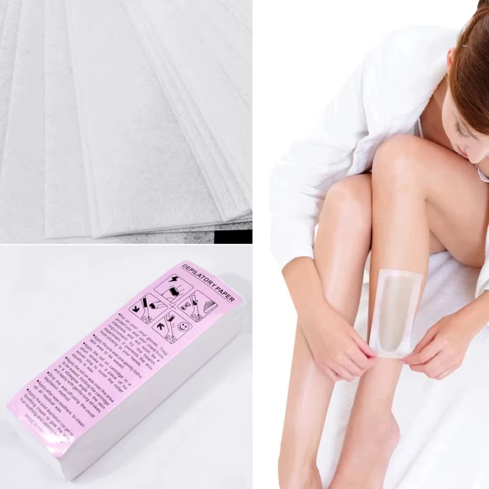 100 pièces épilation non tissé corps tissu cheveux enlever cire rouleaux de papier haute qualité