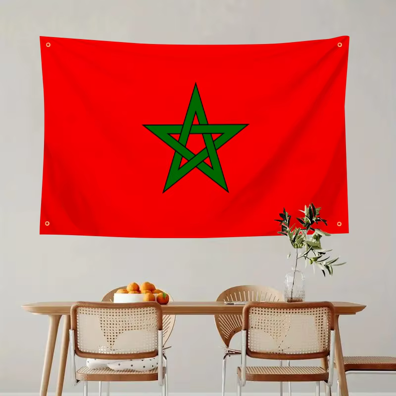 Drapeau du Maroc, drapeaux et bannières à quatre trous, en Polyester, décoration extérieure, esthétique de la pièce, 1 pièce
