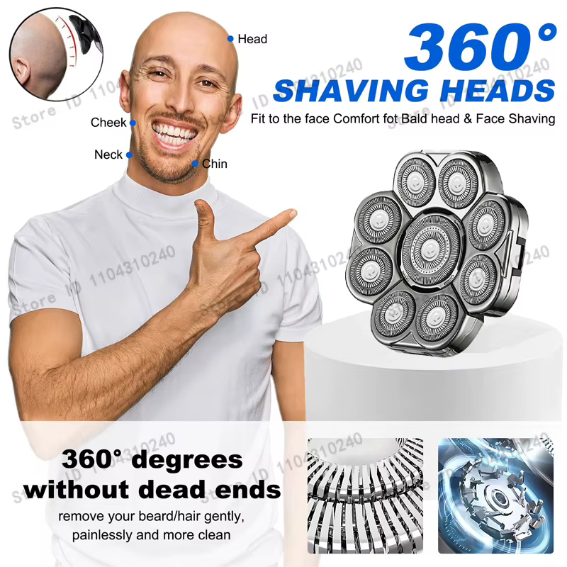Tête de rechange pour rasoir 9D, tête de lame de rechange universelle, rasoir électrique pour homme à 9 lames, pièces de rechange premium pour rasoir électrique pour homme