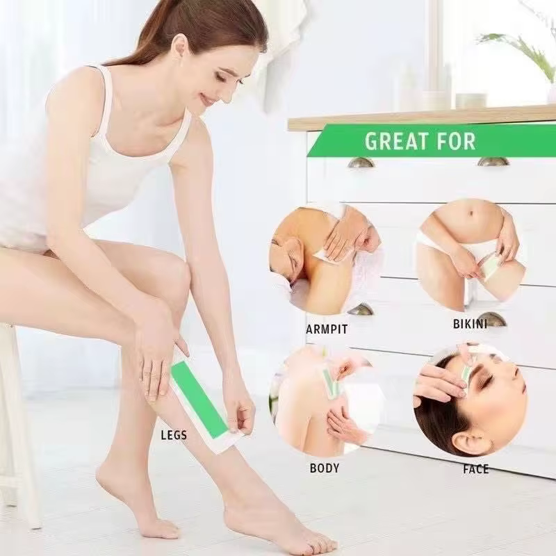 10 pièces/20 côtés bandes de cire d'aloe papiers épilation du corps dépilatoire veau aisselles bras