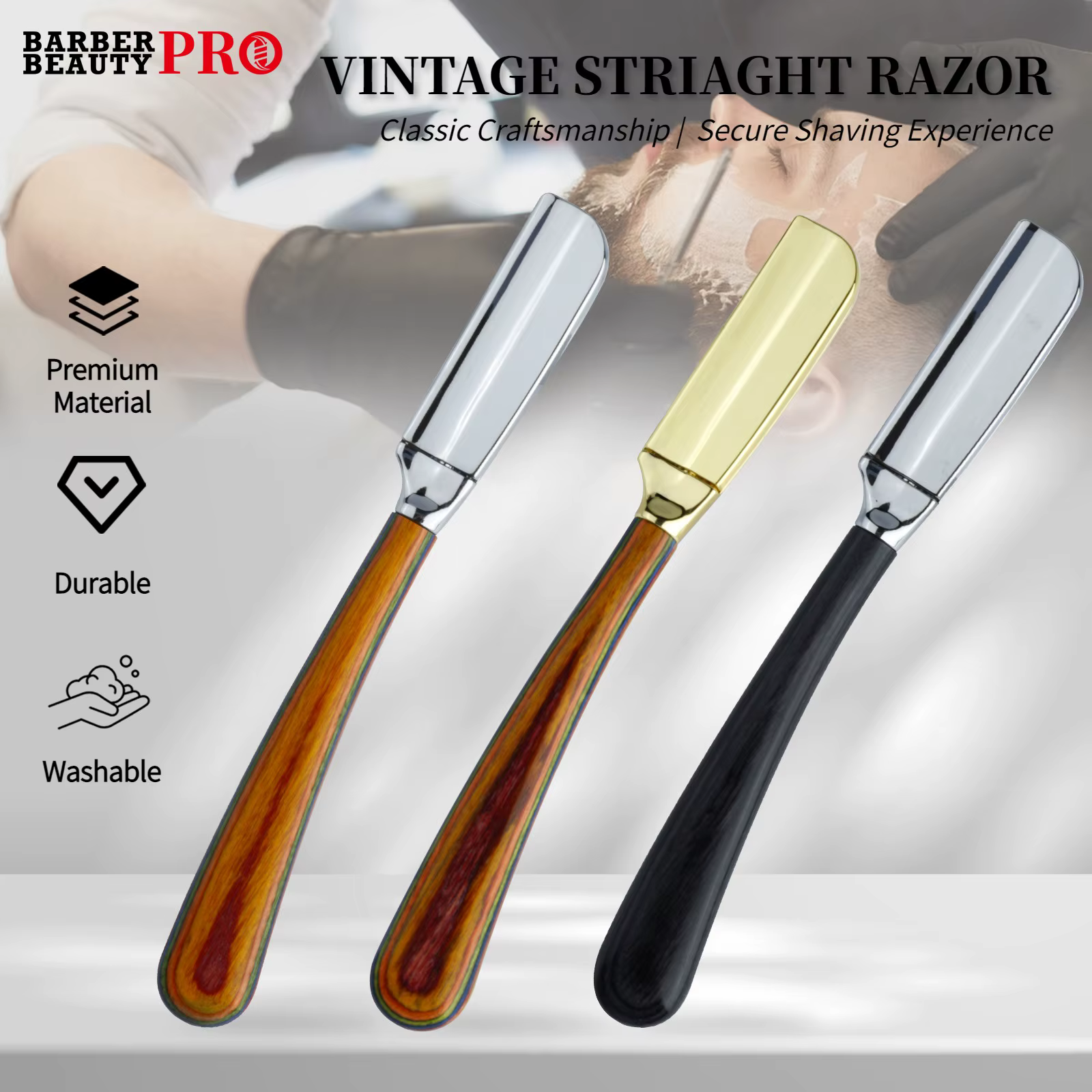 Nouveau rasoir professionnel pour barbe Baber à bord droit