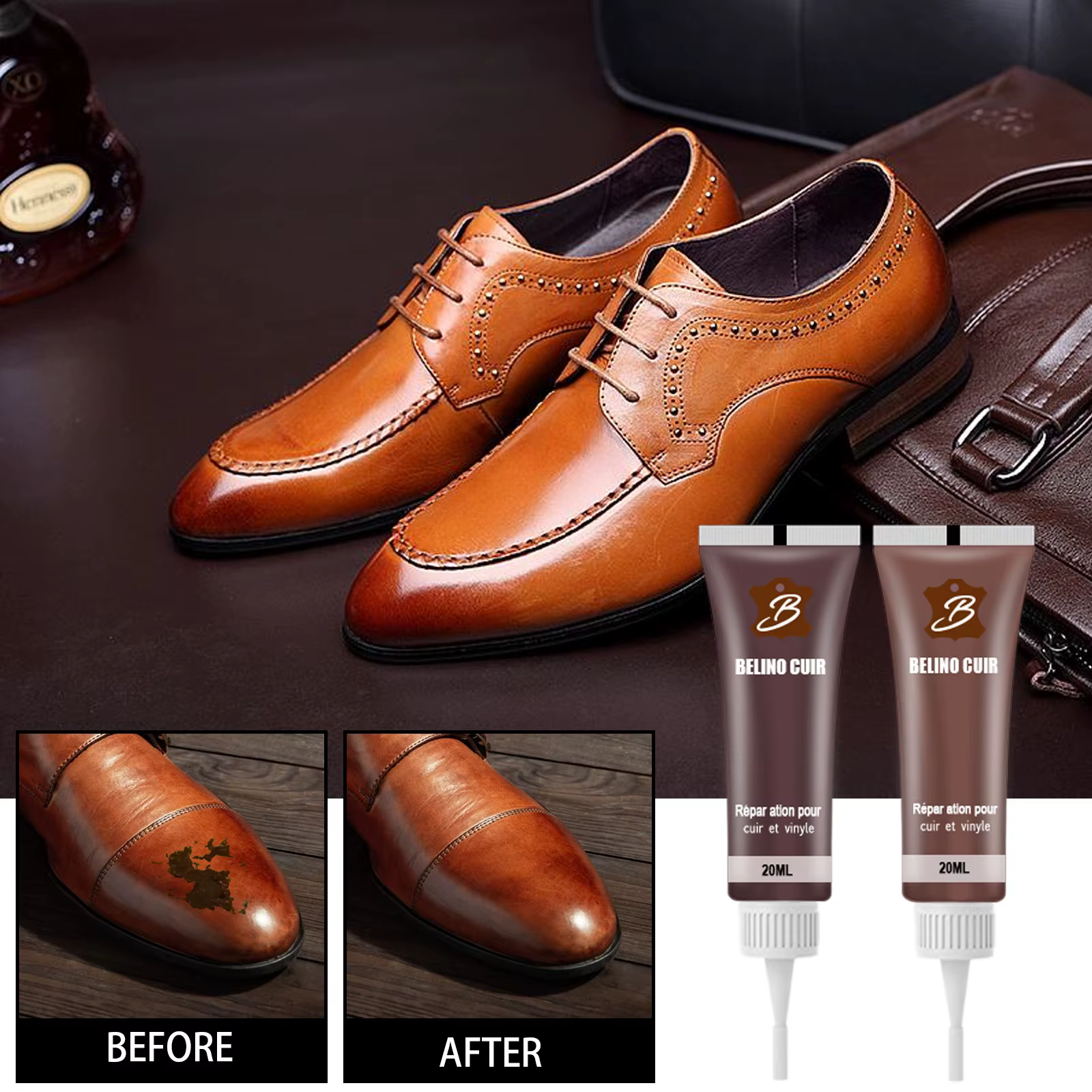 Gel de réparation du cuir de voiture, finition du cuir, crème de rénovation complémentaire pour siège de voiture, peinture pour pâte d'entretien de voiture, 20ml