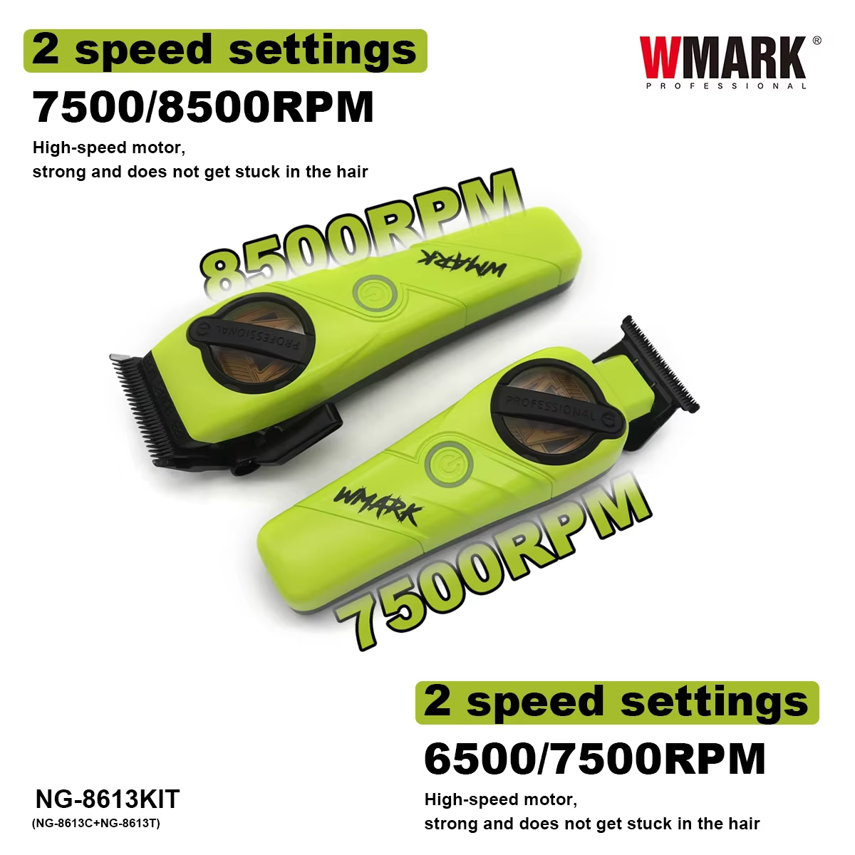 WMARK NG-8613KIT tondeuse pour hommes 8500 tr/min lame DLC entièrement en métal avec chargeur de Base ensemble de Machine de coupe de cheveux de barbier professionnel