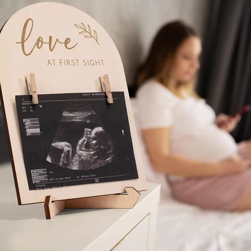 Nouvelle promotion : 1 ensemble d'ornements pour les futures mamans pour annoncer la grossesse ou la naissance d'un bébé, cadre photo en bois pour échographie