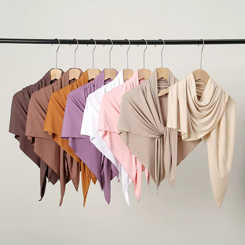 Écharpe Hijab Triangle en Jersey pour Femmes Musulmanes, Châles de Sauna, Enveloppes Solides, Foulards de Document, Turban Islamique, Bande, Tête Ronde, Nouveau
