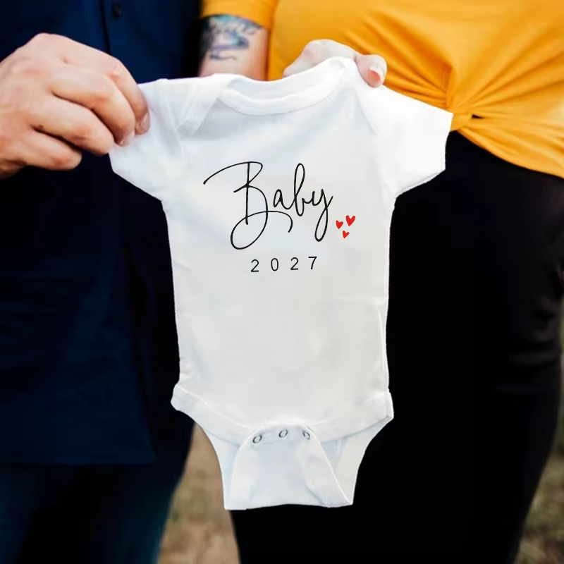 Combinaison pour bébé drôle et amusante pour révéler la grossesse, annonce de naissance 2027, tenue pour nouveau-né, garçons et filles