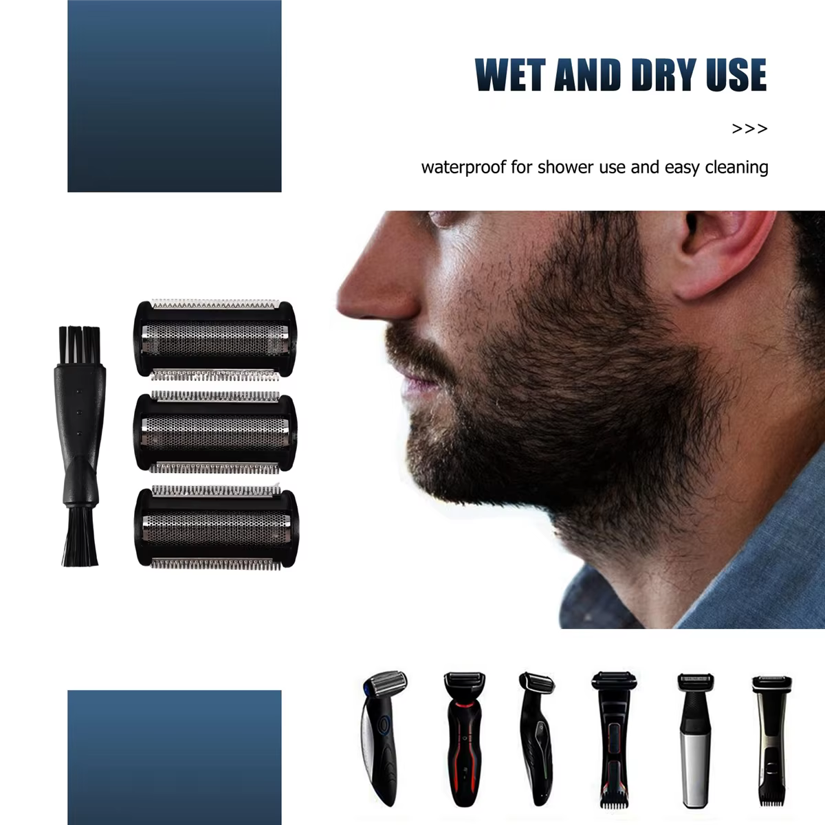 Tête de Rasoir de Remplacement avec Brosse pour Tondeuse Philips Drums DivBG 2024-2040