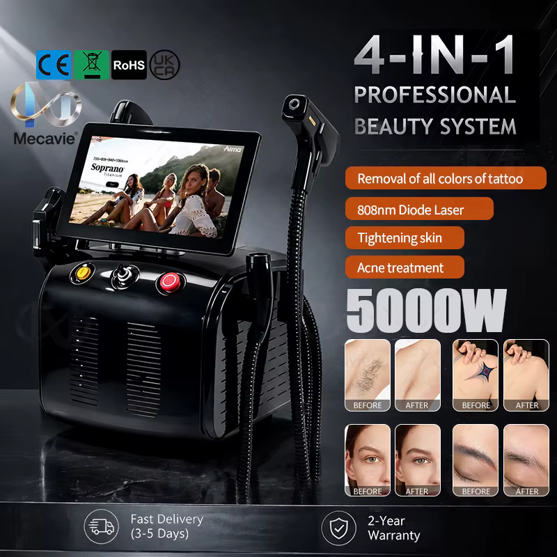 Machine d'épilation indolore 4-en-1 Soprano Titanium Ice Platinum RF Diode 755 808 940 1064nm 4 ondes laser ND:YAG 2026