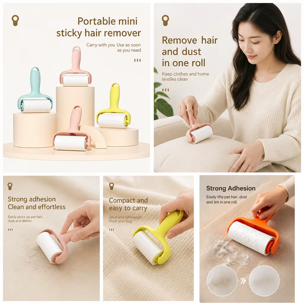 Mini-rouleau adhésif portable détachable pour l'épilation