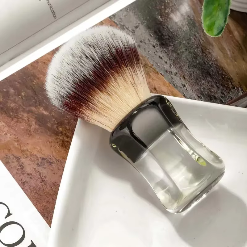 YAQI Robin cheveux synthétiques poignée transparente hommes brosse de rasage humide hommes produits de rasage