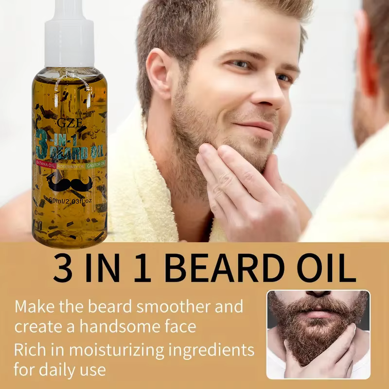 GZE Huile à barbe 3 en 1 pour soin - Hydrate
