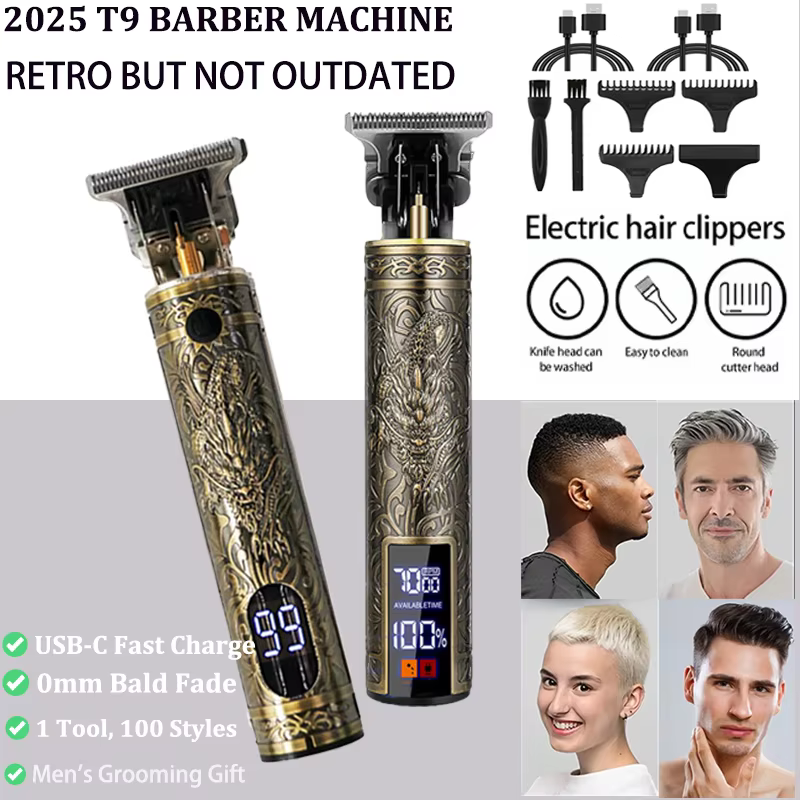 Tondeuse à cheveux professionnelle T9/accessoires pour hommes | Charge rapide USB