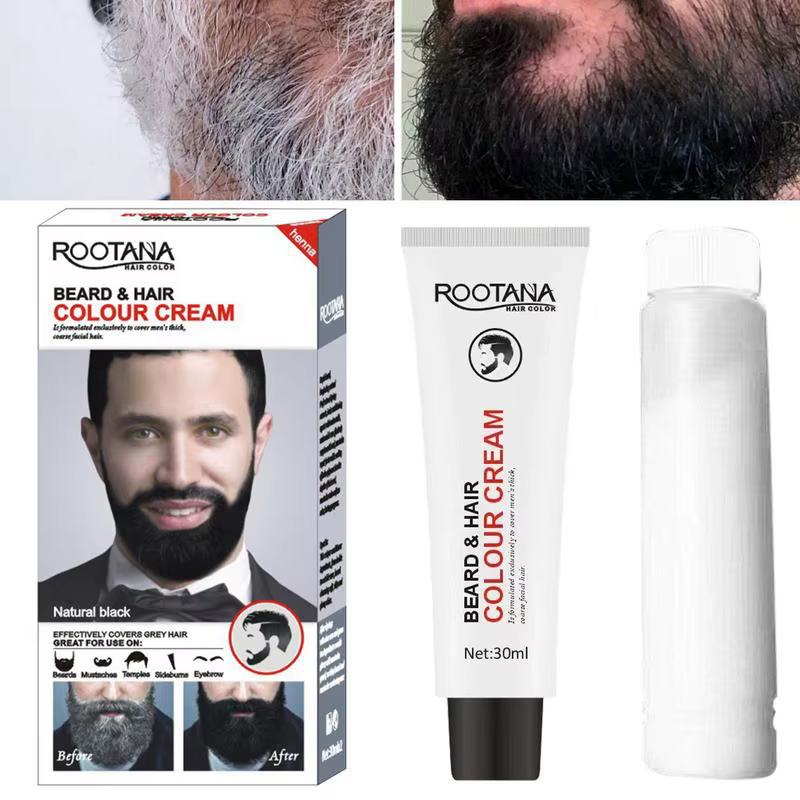 2 pièces/ensemble hommes efficace barbe noir colorant teinte crème moustache Semi-permanent