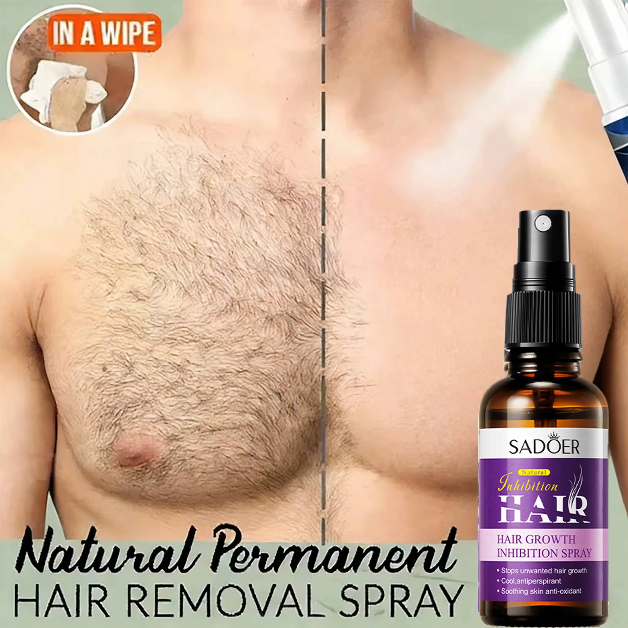 Sérum Inhibiteur Permanent Indolore à l'Allantoïne et à l'Essence de Lupin – Crème Dépilatoire Corporelle