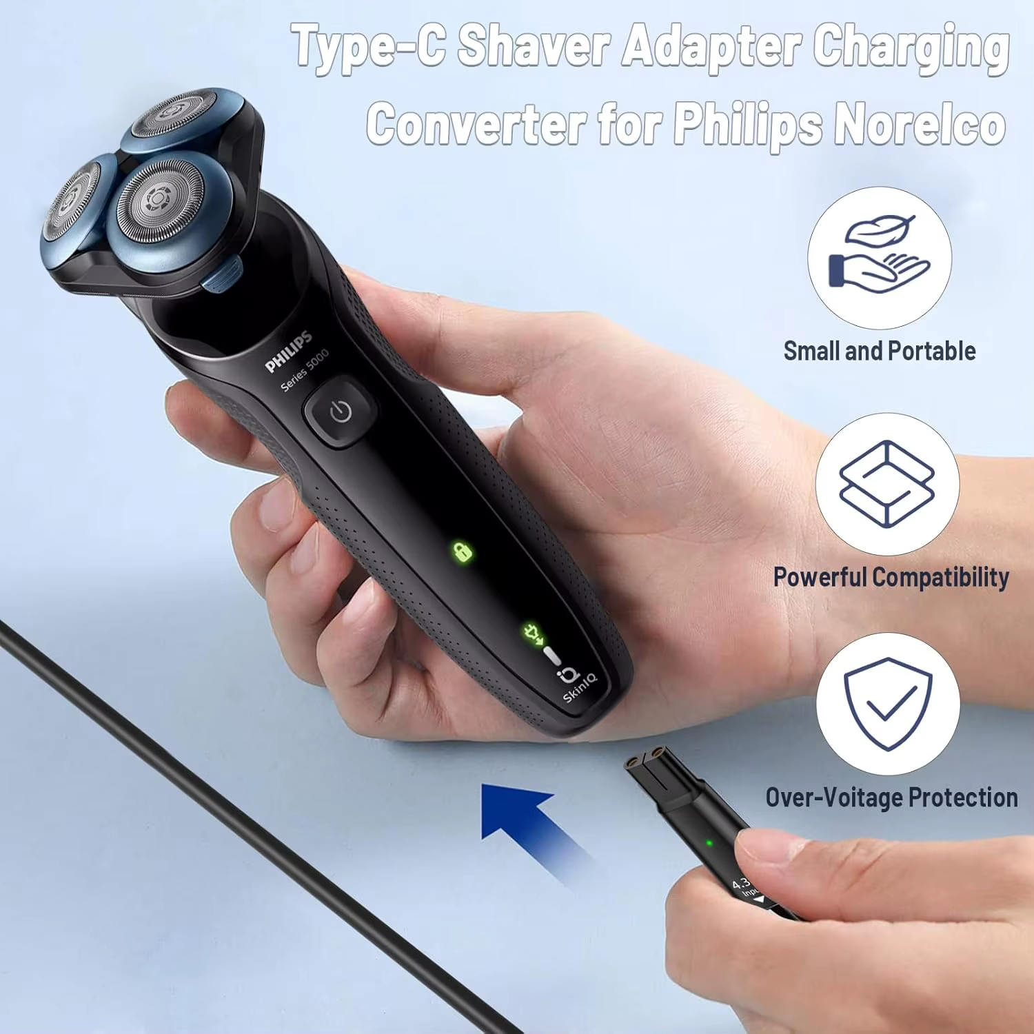 Adaptateur de chargeur de rasoir 8V HQ850 type-c