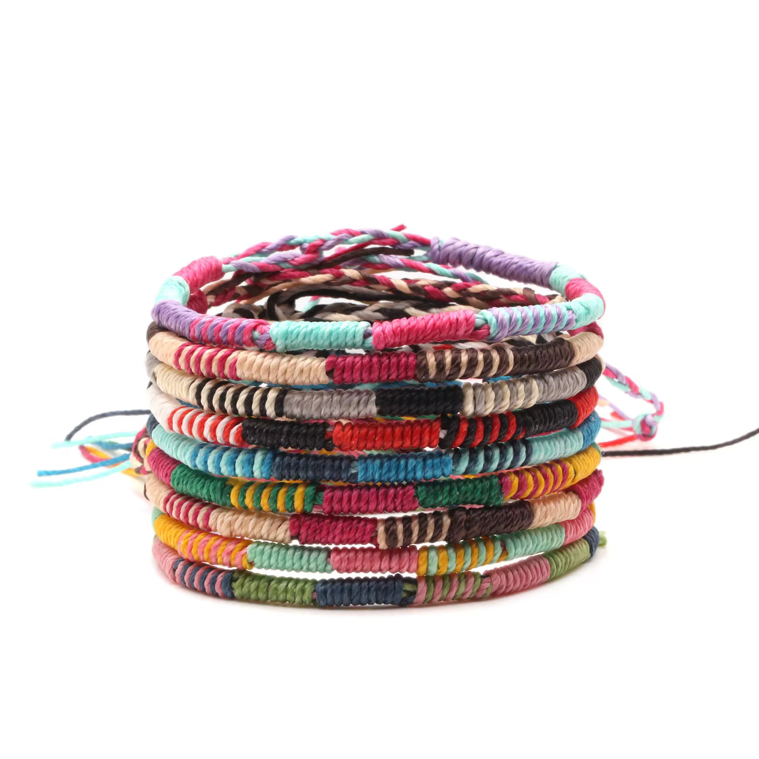 Bracelet tressé à la main pour hommes et femmes, cordon ciré, multicolore, fait à la main, Boho, étanche, bijoux de plage, été