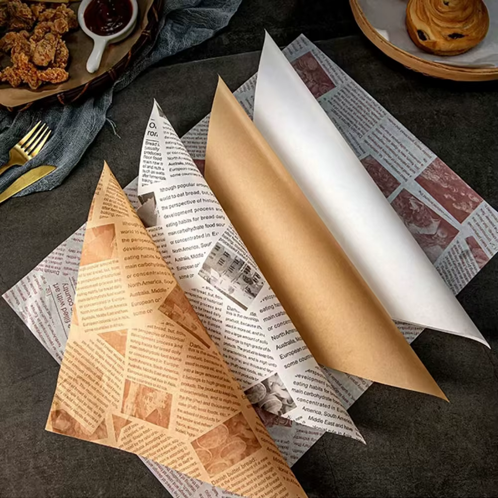 Papier ciré résistant à l'huile, 50 pièces, papier d'emballage alimentaire, pain, Sandwich, hamburger, frites, emballage de restauration rapide, papier huilé, outils de cuisson