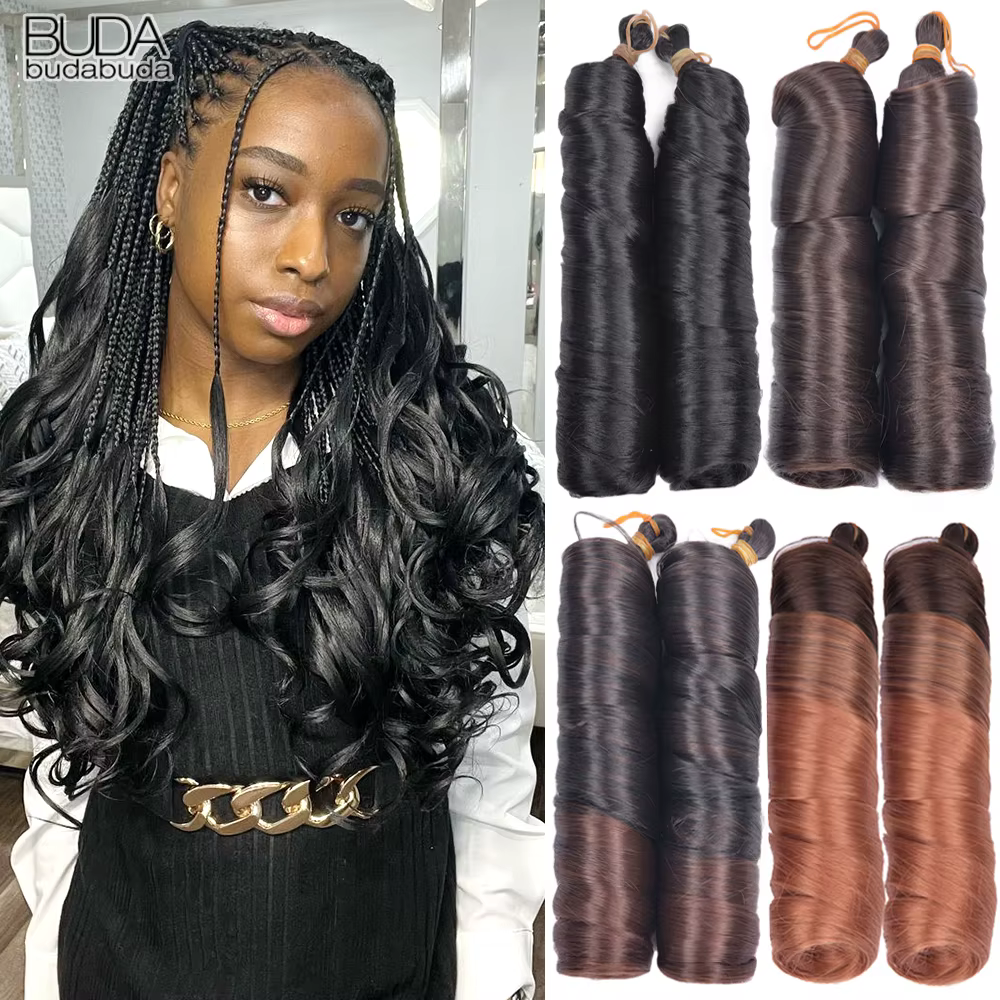 Extensions de cheveux tressés à boucles françaises, cheveux synthétiques, tresses à boucles en spirale, haute température, cheveux pré-étirés ombrés, adt Wave