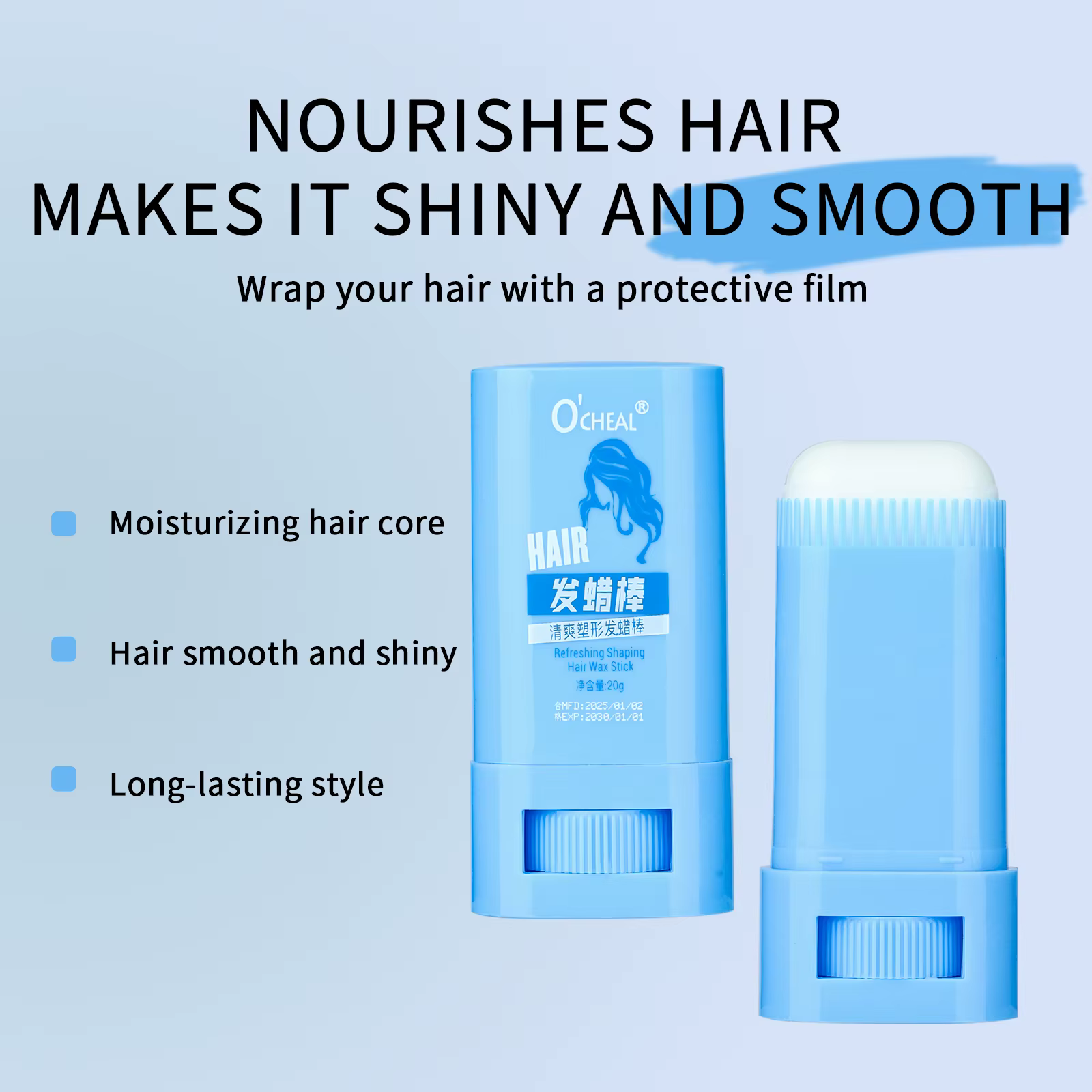 Ocheal cheveux rafraîchissant façonnage cheveux cire cheveux Anti-frits cheveux propres cheveux cassés artefact finition Fix Stick cire Anti-frisottis crème