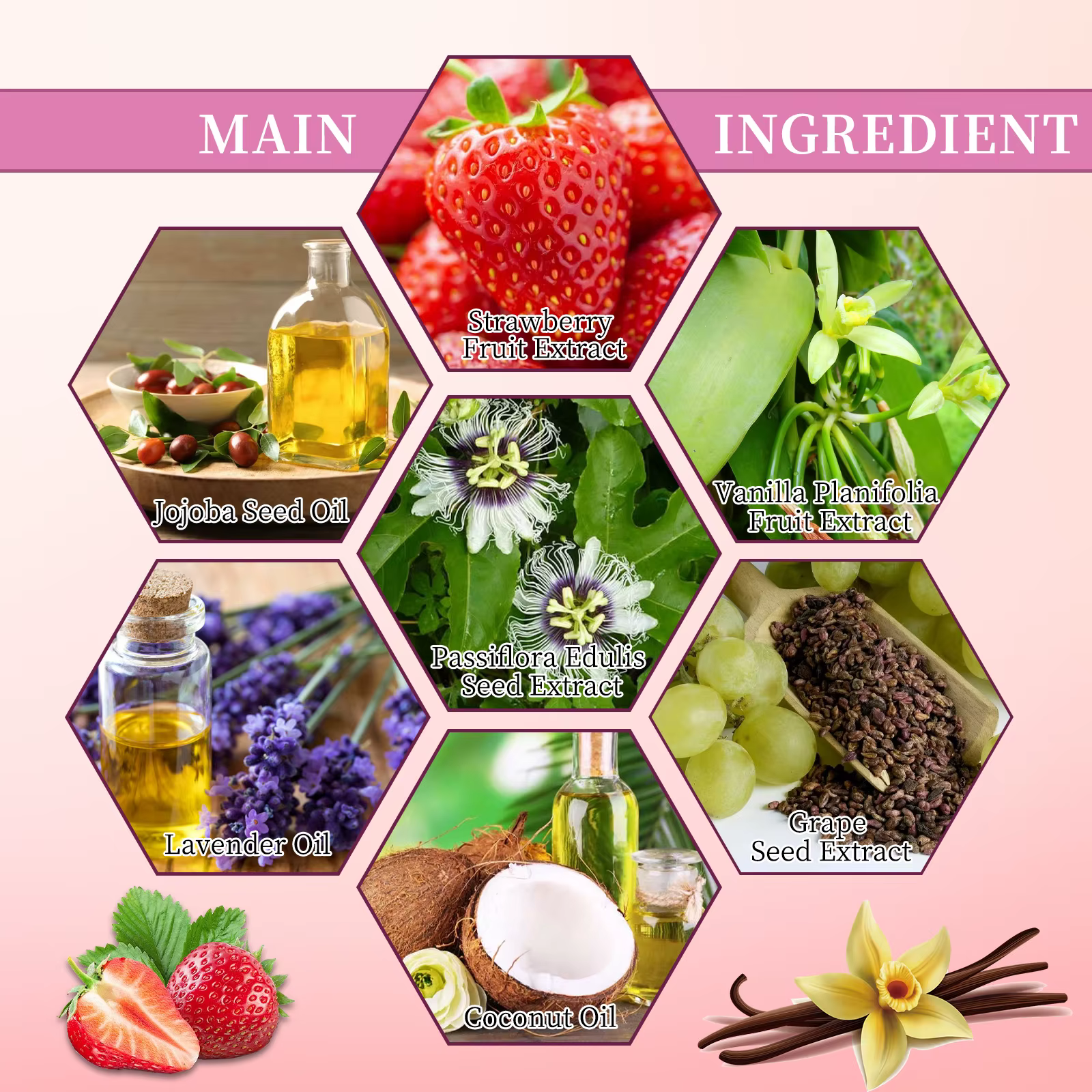 Huile après-rasage fraise vanille pour femme, huile de soin après-rasage pour une peau lisse et hydratée