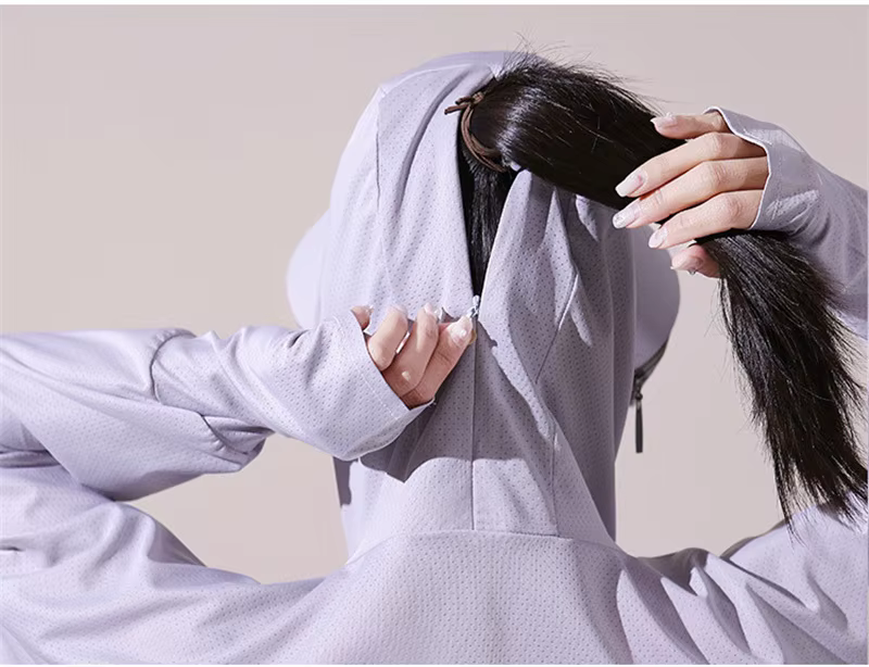 Blouse d'été pour femme, protection UV extérieure, respirante, en soie glacée fine, type cape et smock pour femme