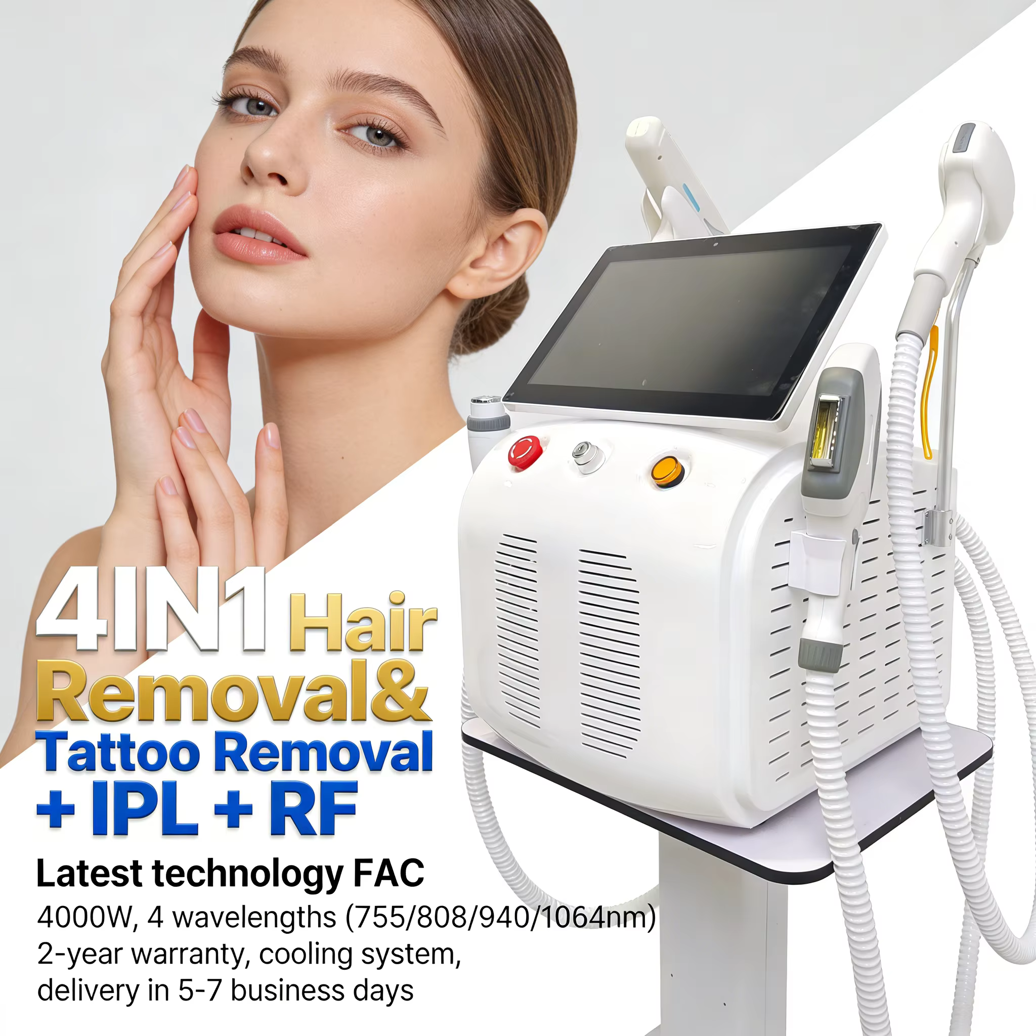 Meilleure vente 4 en 1 Diode Laser Pico 808 carbone Peel RF IPL picoseconde