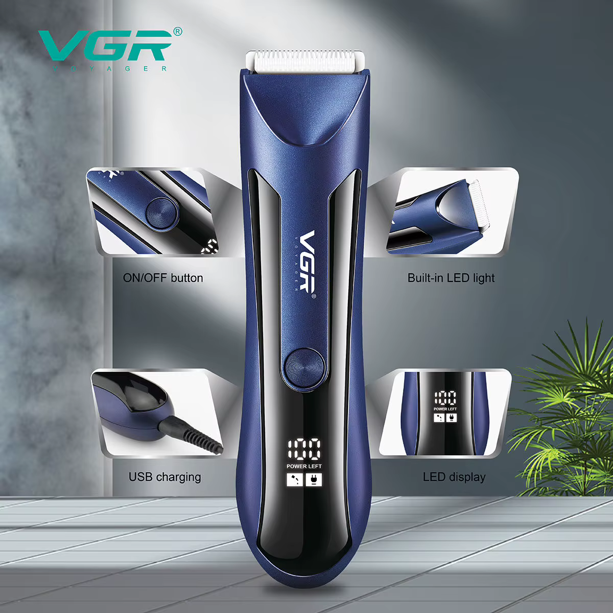 VGR 951 tondeuse à cheveux corps aine Rechargeable boule rasoir/tondeuse hommes électrique pubien barbe