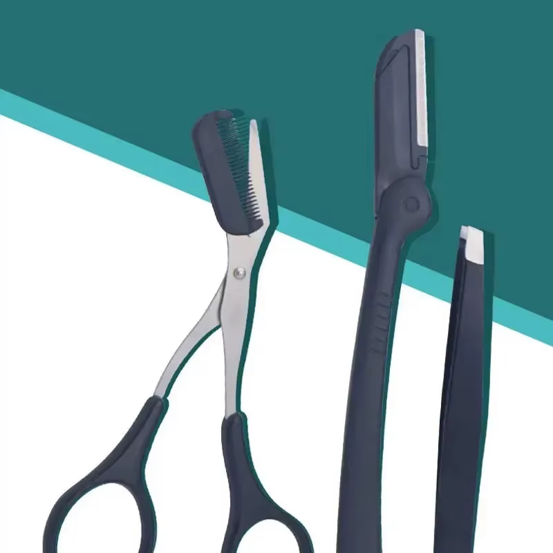 1/3 pièces pince à sourcils en acier inoxydable peigne ciseaux tondeuse
