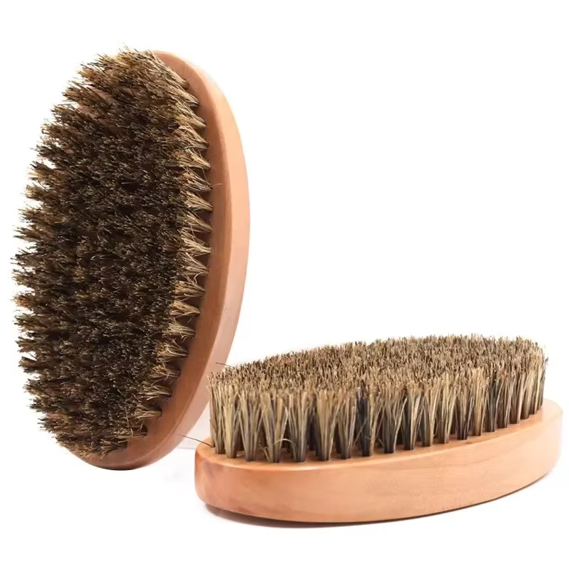 Hommes rasage barbe brosse sanglier 100% cheveux Style peigne poils 360 courbe vague