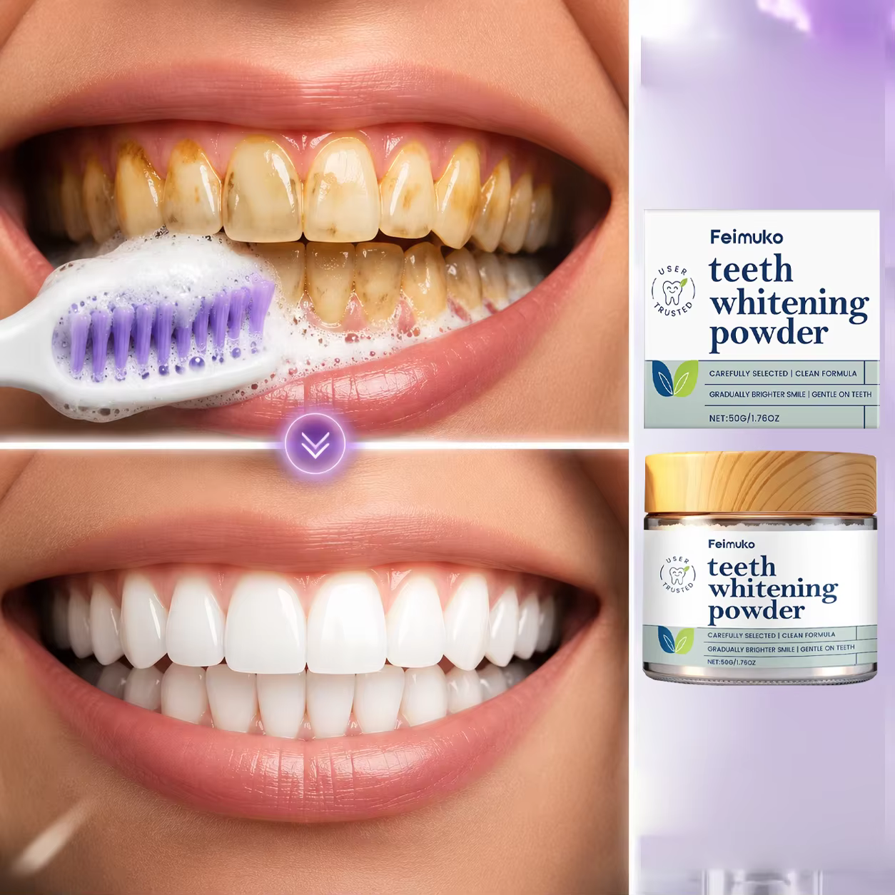 Poudre blanchissante pour les dents, apaise les gencives sensibles, améliore l'halitose, fraîcheur durable, réduit les taches jaunes, soins dentaires