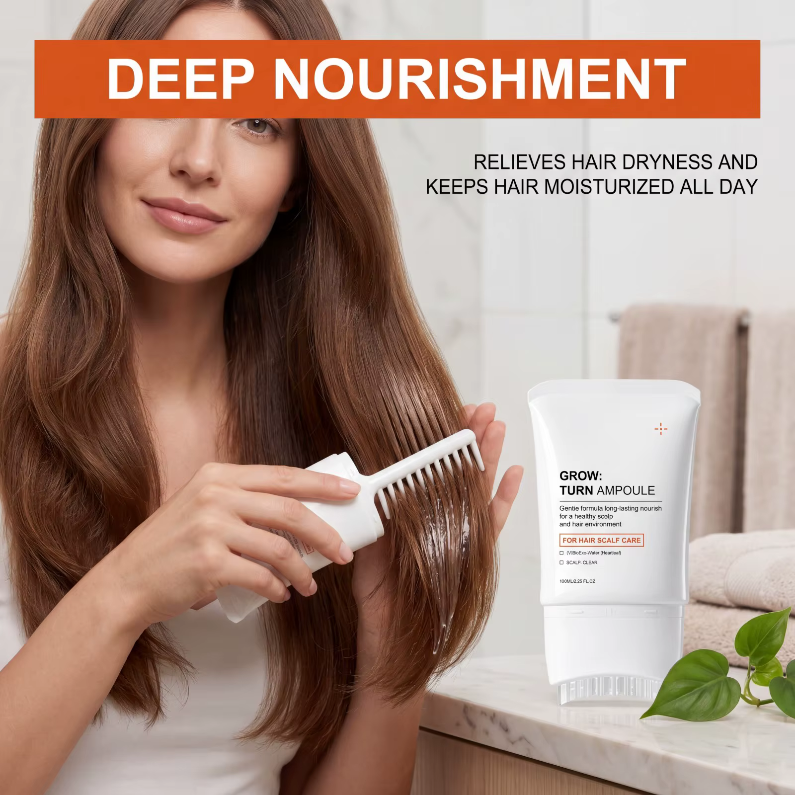 Sérum capillaire nourrissant en profondeur pour cheveux secs, réparation et coiffage volumineux, léger, 100 ml, avec brosse masseur intégrée