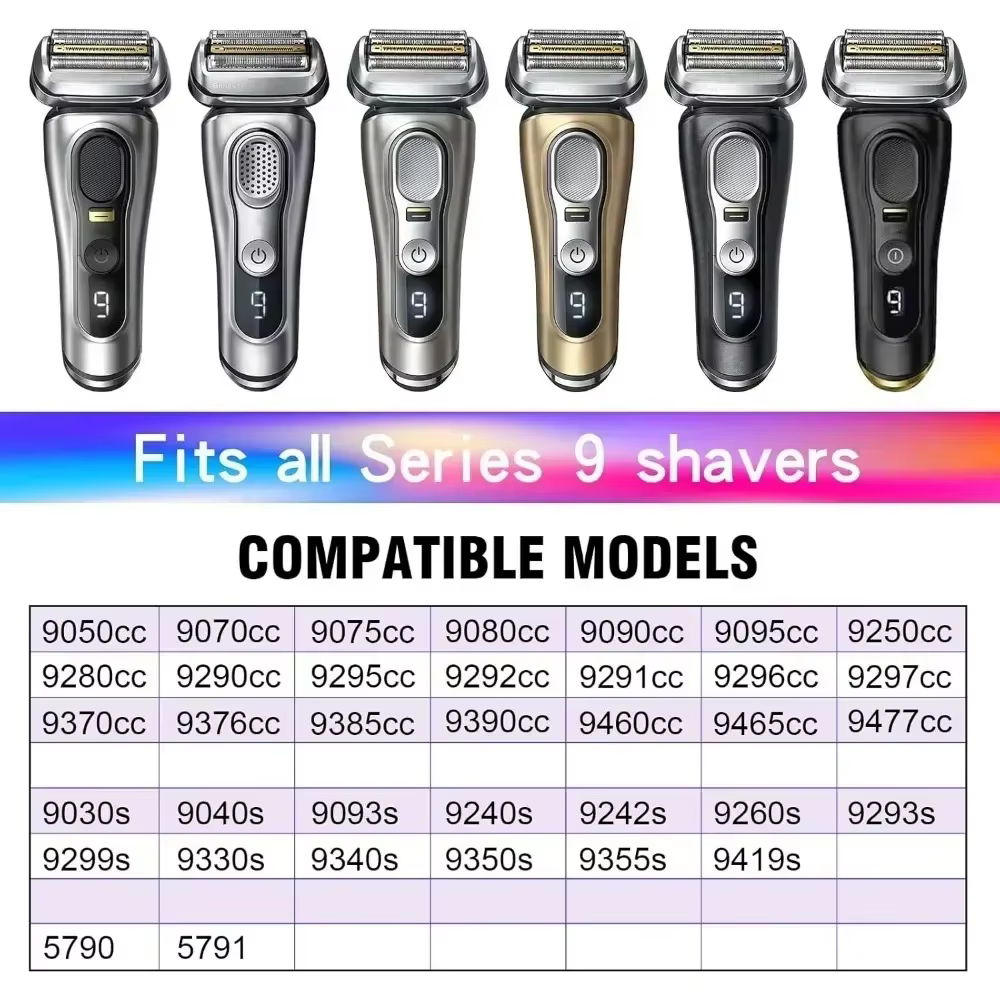 Tête de rasoir 92B 92S Foil&Cutter CASSETTE HEAD compatible avec les rasoirs Braun Series 9 S9 9080CC 9240S 9242S 9260S 9280CC 9290SS 9290CC 9291CC 9292CC