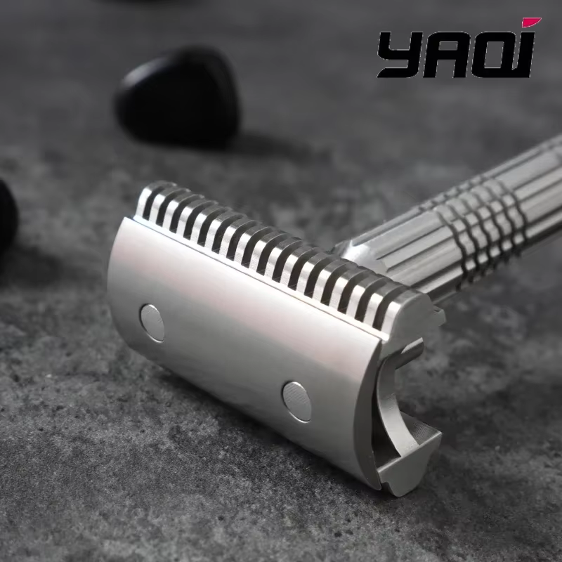 Rasoir YAQI Version Couleur Naturelle Bohemia en Acier Inoxydable 316 avec Plaque de Base Réglable pour Hommes