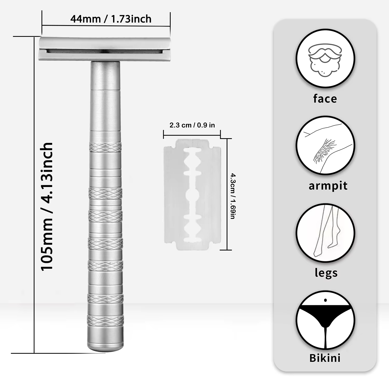 Rasoir à double tranchant AL13 avec 5 lames de rechange