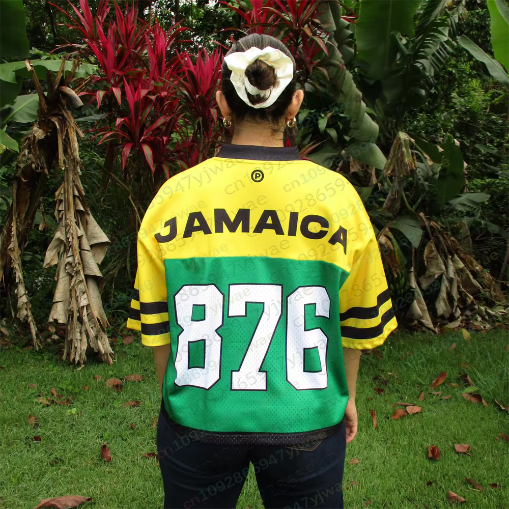 Maillot de la Jamaïque 2026, couleurs du drapeau, streetwear oversize, vêtements de sport décontractés, maillots à manches courtes, t-shirts d'été pour hommes et femmes