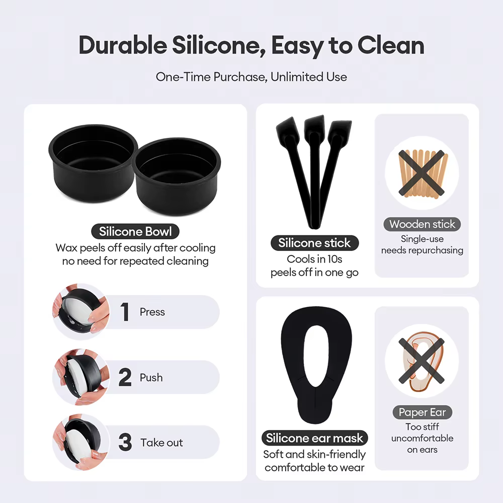 40g Mini bol en Silicone chauffe-cire Kit d'épilation cire-fonte Machine cire haricot cire épilatoire cire plus chaude cire chauffage Pot fondre