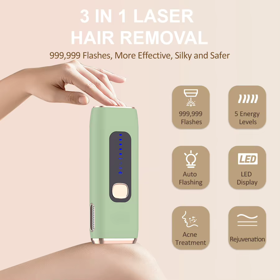 Épilateur laser portable 3 en 1 indolore à la maison