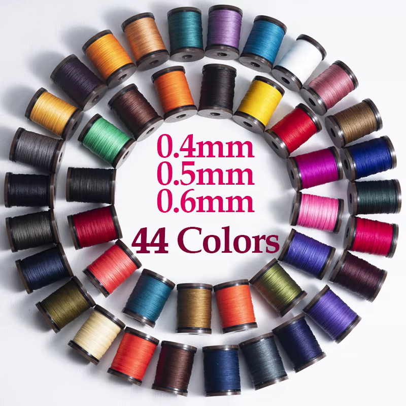 Fil ciré rond de 0,4/0,5/0,6/0,8 mm pour couture de cuir et artisanat de bijoux