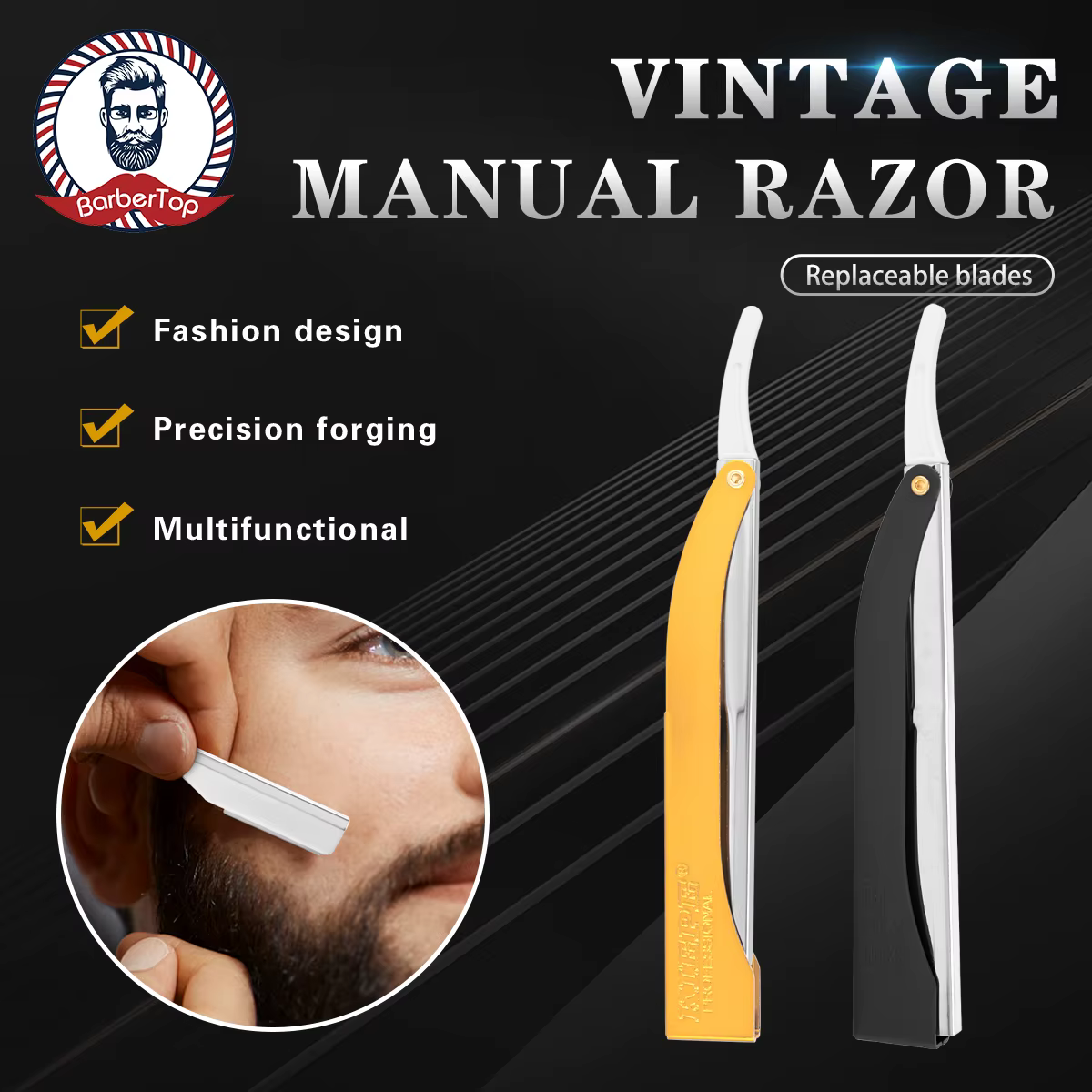 Rasoir de barbier manuel professionnel