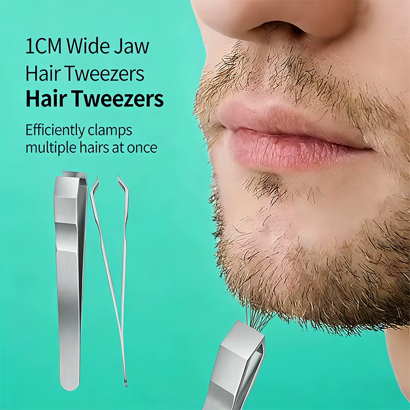 Pince à épiler en acier inoxydable pour barbe et moustache avec précision pour l'épilation du visage