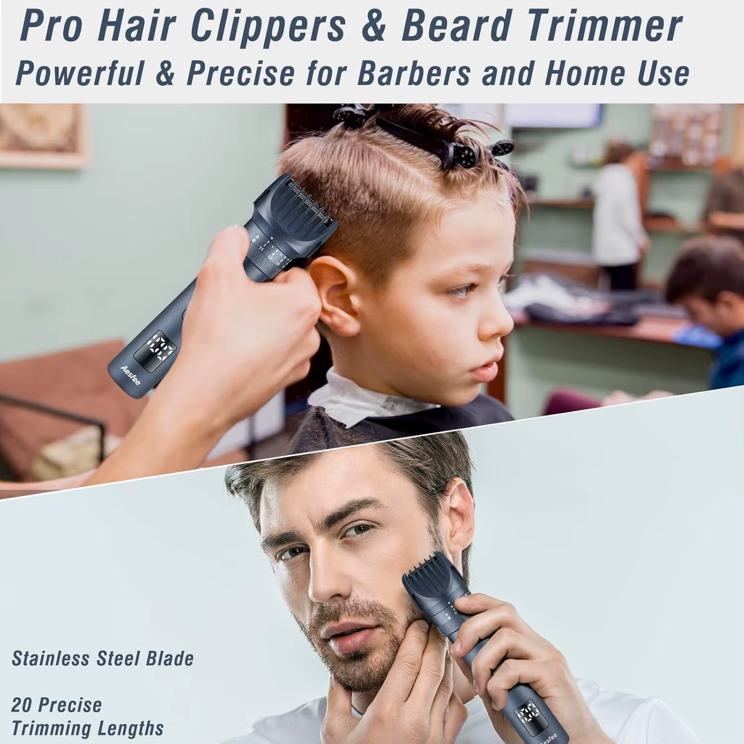 Tondeuse à barbe professionnelle pour hommes, rasoir électrique à grille et tondeuse à cheveux, kit de toilettage 5-en-1 pour hommes, rasoir corporel étanche