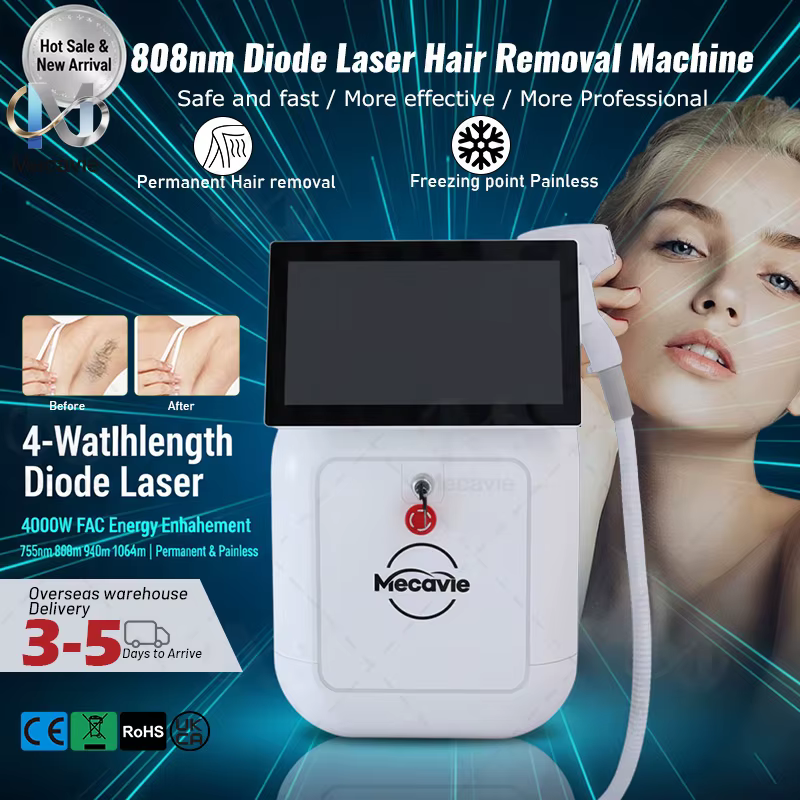 Appareil d'épilation laser diode 808 titane 4 ondes 2026 pour salon et domicile