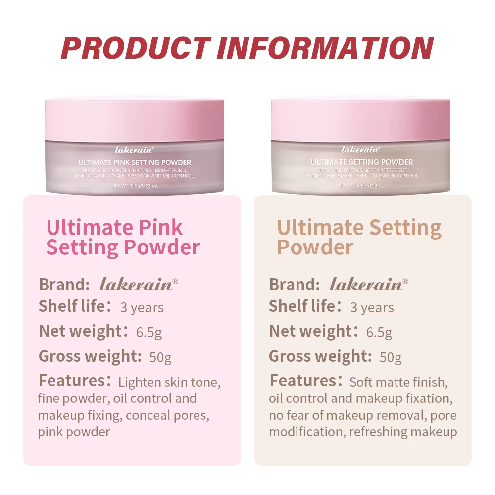ONE/SIZE Poudre de réglage longue durée, finition rose mat, contrôle de l'huile et retrait de la Fixation du maquillage, réglage de la Modification des pores, cosmétiques