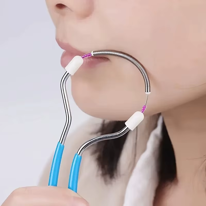 Épilateur facial pour femmes, pour éliminer les poils indésirables sur le haut des lèvres, le menton et le visage. Épilateur à ressort portatif, facile à utiliser, pour une peau lisse.